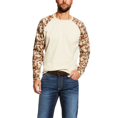 Ariat Work: FR Baseball Camisetas Hombre - Beige / Camuflaje (OZYUJ9145)